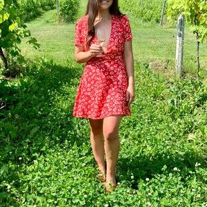 Lulus Garden Explorer Red Floral Print Mini Dresss